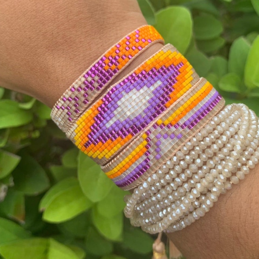 Miyuki Seed Beaded Bracelet Set - Aztec Arizona Sunset 58$